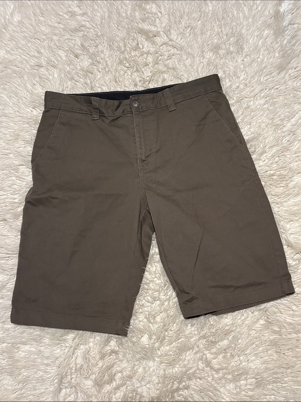 Volcom Men's Olive Brown Flat Front Shorts